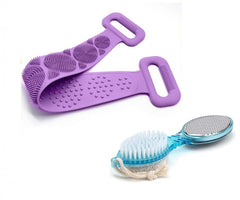 Silicone Body Back Scrubber &  4 In 1 Pedicure Brush